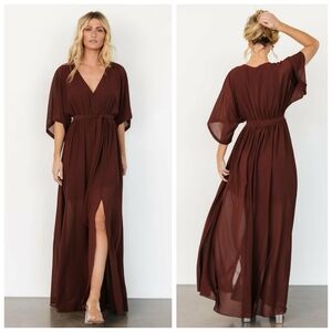 Baltic Born Kia Kimono Mahogany Brown Maxi Dress